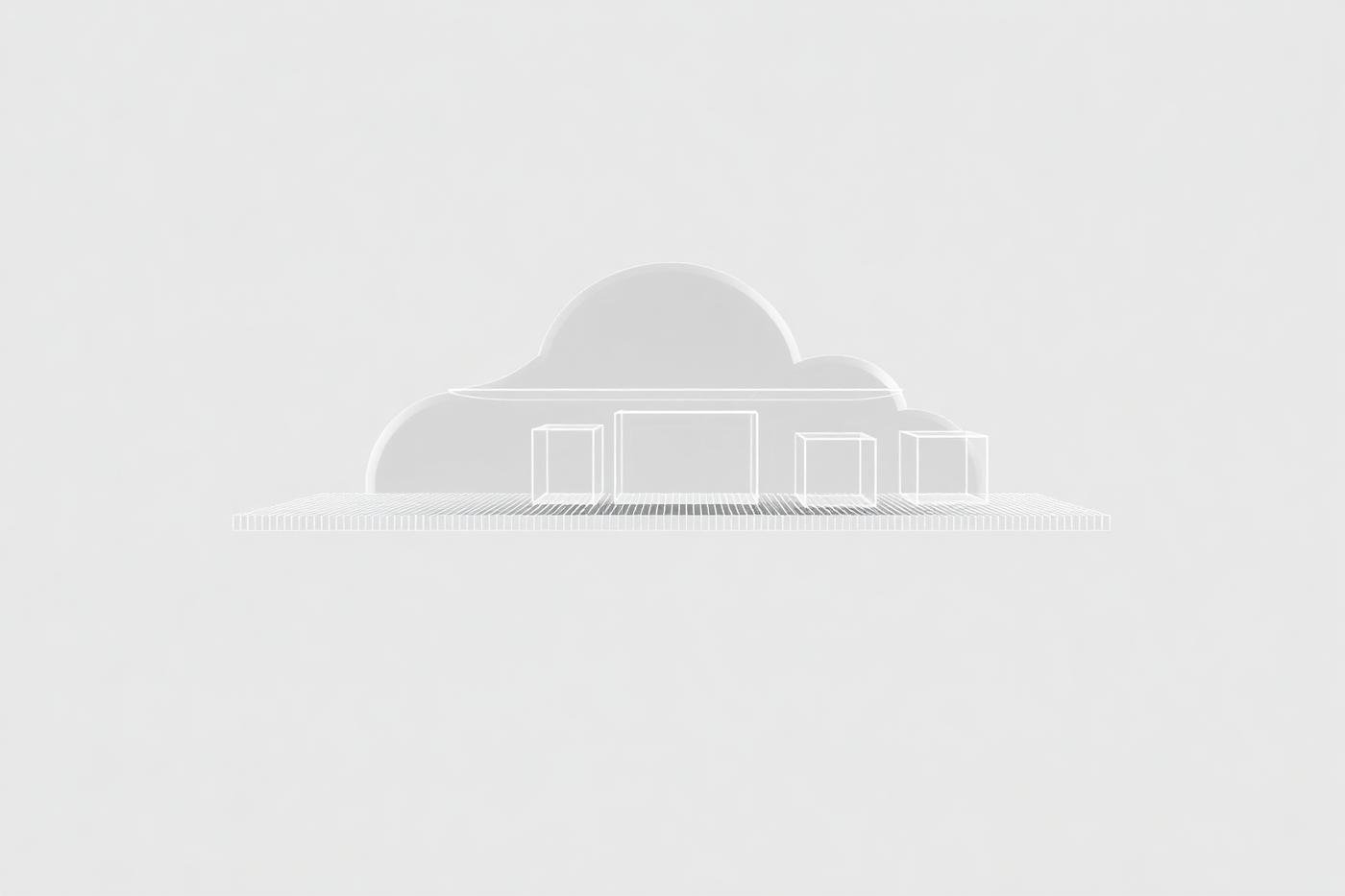 Wireframe illustration of cloud infrastructure hosting modular workloads